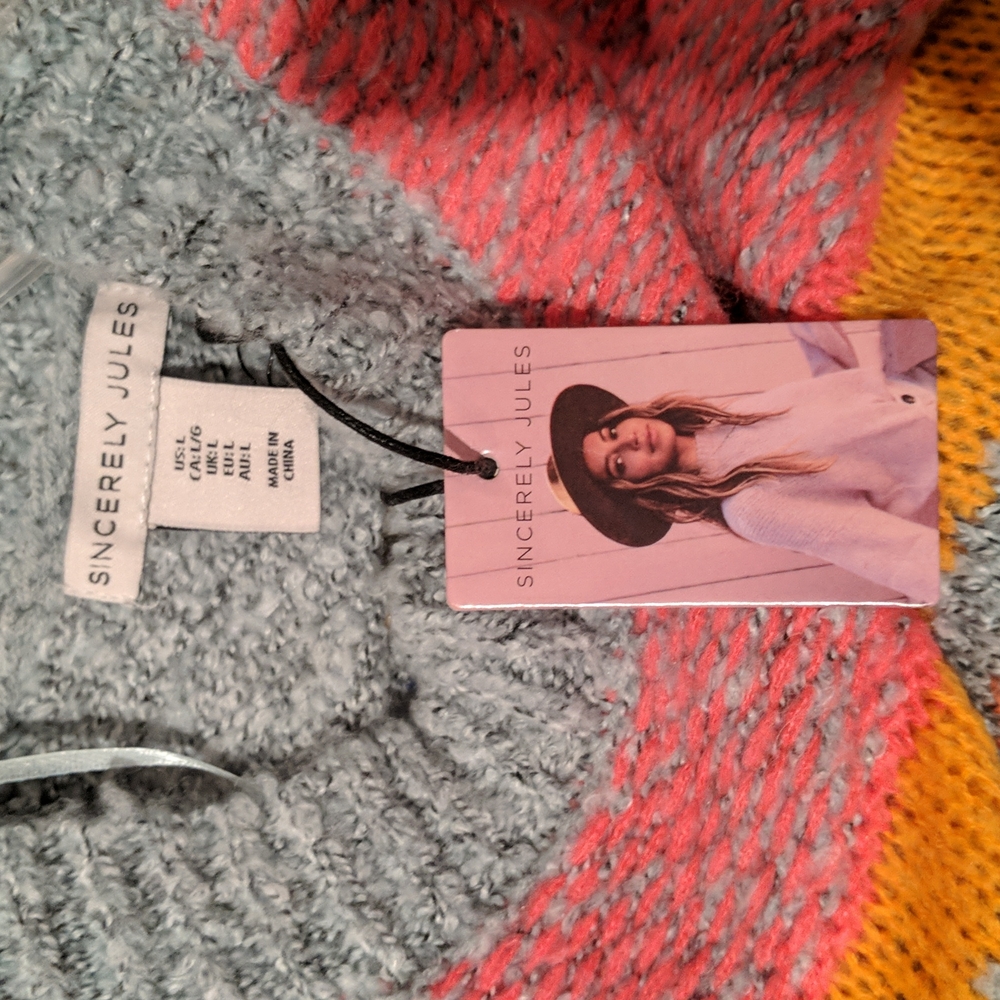 New Sincerely Jules Multicolor Patchwork Sweater - image 5